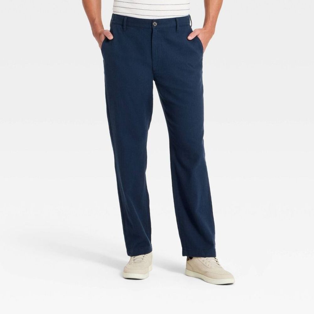 Men's Straight Leg Trousers - Goodfellow & Co Navy Blue XXL